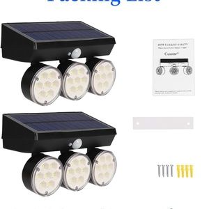 Cusstar 63LEDs Solar Motion Sensor Flood Lights w/ 360° Rotatable Angle 2 Pack